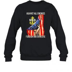 Against All Enemies Foreign And Domestic American Flag Independence Day T-Shirt